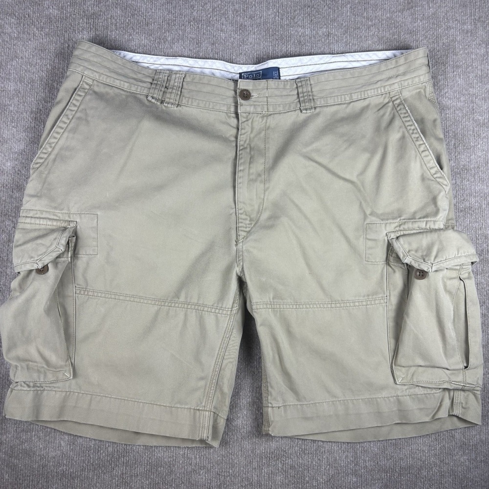 Polo Ralph Lauren Cargo Shorts Mens 44T Khaki Tan 100% Cotton Military 9"